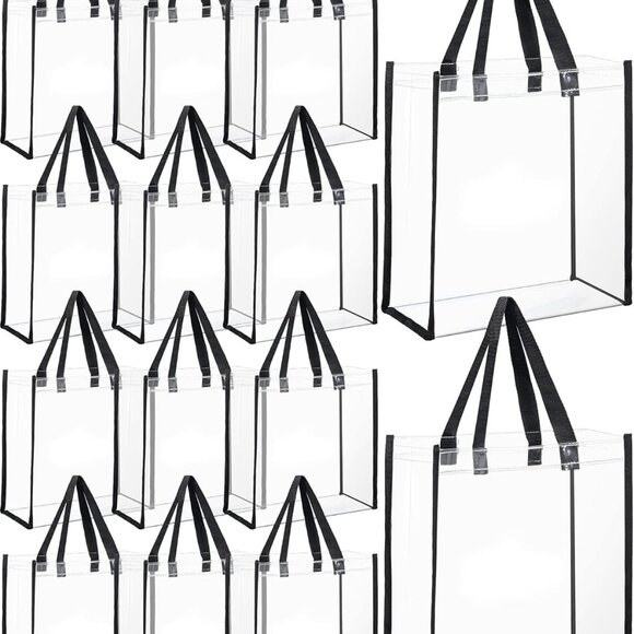 Clear Tote Bags Bulk 2 Pack Plastic Stadium Approved Handbags for Sports Events - Picture 1 of 7